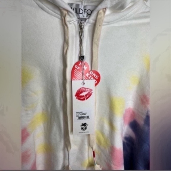 Wildfox Hadley Hoodie 3/4 Zip Edelweiss Wash Size Large NWT - Picture 3 of 3